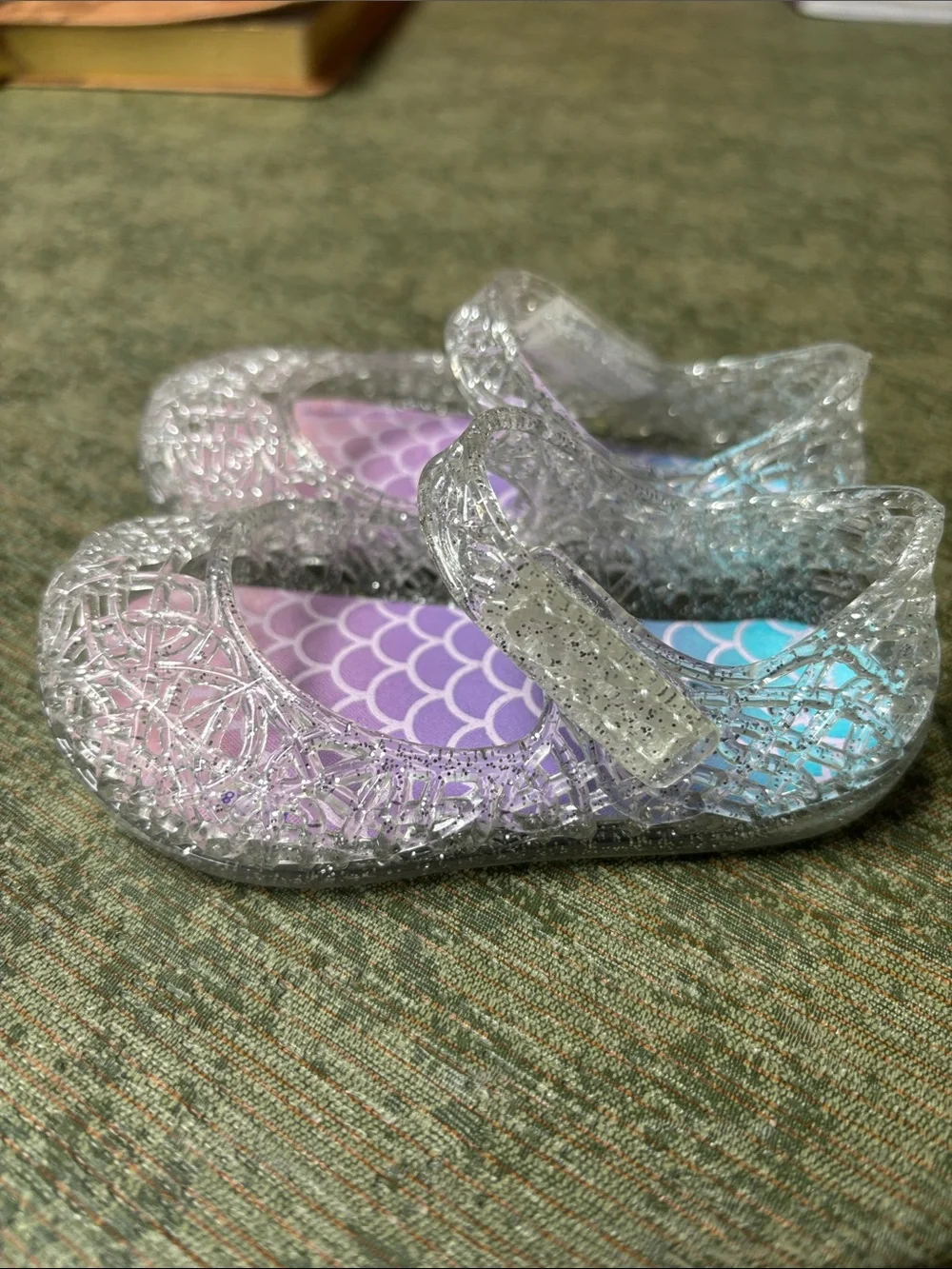 wonder nation Silver Glitter Jelly Mary Janes with Pink and Purple Insole